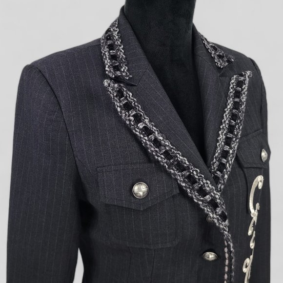 Spy Zone Exchange Blazer Mixed Embroidery Strip Artsy Size Medium - Picture 2 of 11